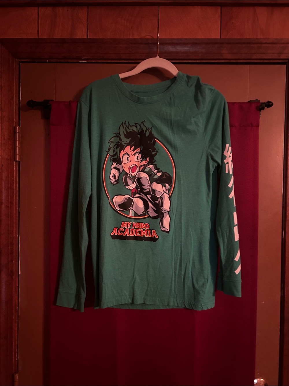 My Hero Academia Boys' Green Long-Sleeve Graphic Tee